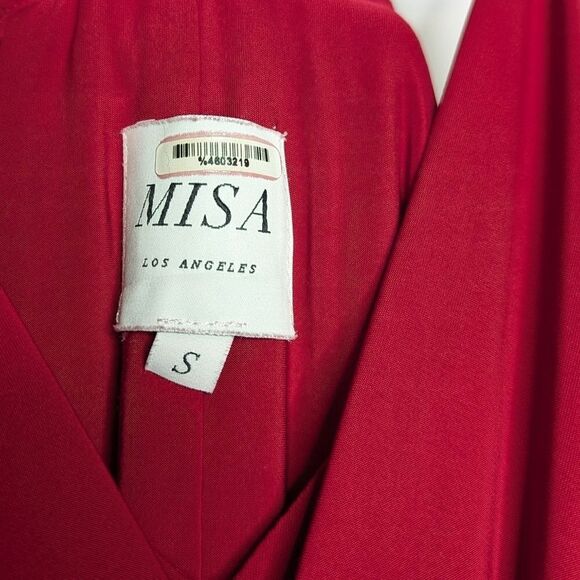 MISA Los Angeles Domino Maxi Dress Red Draped - Picture 6 of 10